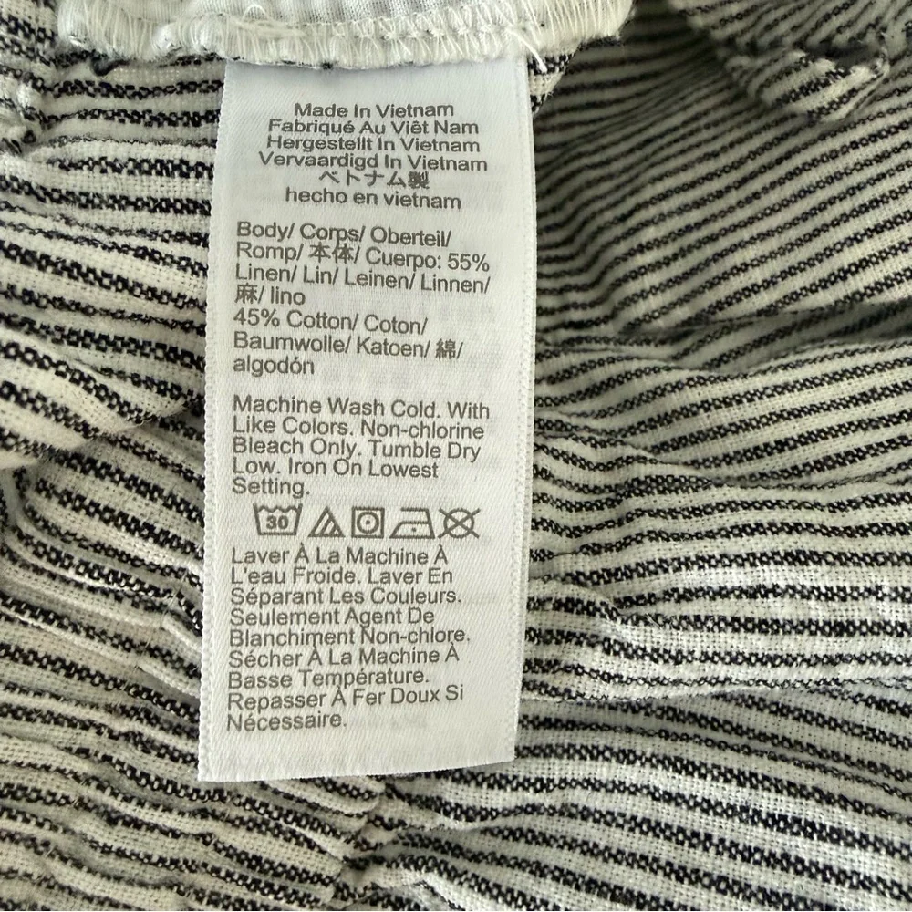 J Crew Striped Linen Cotton Blend Drawstring Pant in Black and White 10 - Picture 12 of 13